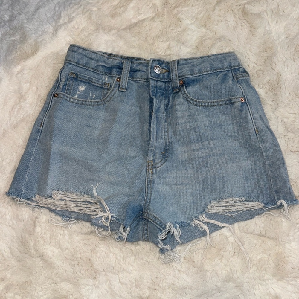 light blue jean shorts